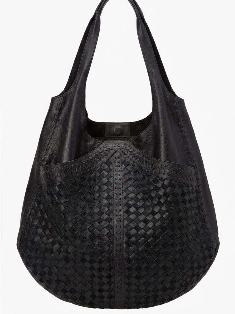ELF Black Woven Leather Hobo Shoulder Bag